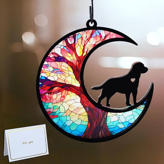Labrador Memorial Suncatcher with Sympathy Cards,Dog Passing Away Gifts Personalized, Pet Memorial Gifts for Dogs,Labrador Retriever Gift for Window Hanging (6-Labrador)