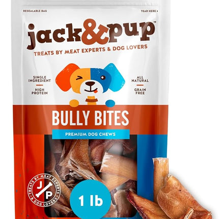 Jack&Pup Bully Bites for Dogs (1 lb. Bag), Small Bully Sticks for Small Dogs, 1-3 Inch Dog Chews for Puppies, Seniors and Smaller Dogs