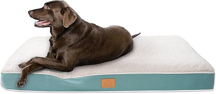 Extra Large Orthopedic Dog Bed for Big Dogs - XL Waterproof Dog Bed with Removable Washable Cover & Anti-Slip Bottom, Crate Bed, Deluxe Plush Pet Bed Mat (Blue)