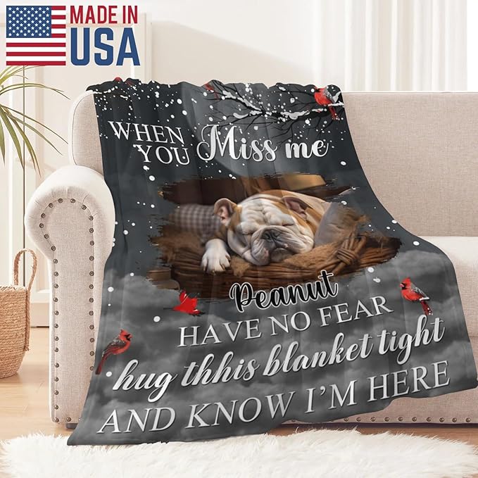 Pet Memorial Gifts for Lost of Dogs Cats, Personalized Pet Memorial Throw Blanket with Photo, in Memory of Dog Sympathy Gift Bereavement Remembrance Passing Away Gifts, Custom Pet Picture Blanket