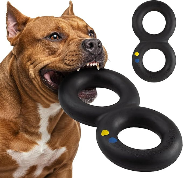 Goughnuts — Dog Toys for Aggressive Chewers | Virtually Indestructible Pull Toy for Large Breeds Such as Pit Bulls and German Shepherds | Heavy Duty Tug Dog Toy | Large | Black