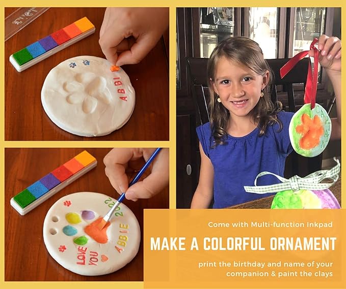 LOOBANI Dog Paw Print Ornaments Kit,DIY Pet Footprint Memorial Impression Keepsake for Puppy and Cats Owners with Light Clay & Deluxe Tool Set (Dog Paw Ornament Kit-2packs)