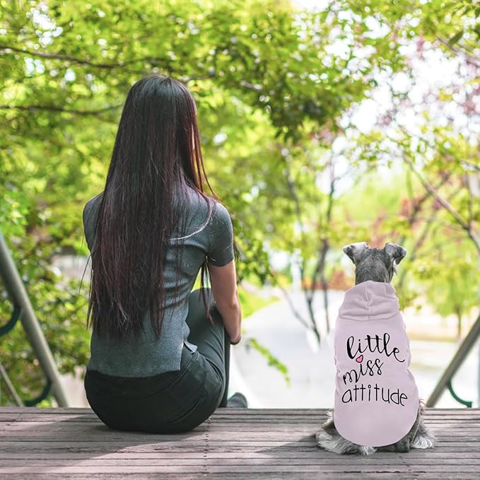 Cat Hoodies for Cats Puppy Pet Clothes Cat Apparel Little Miss Attitude Print Dog Hoodie for Small Medium Dogs Outfits for Kittens(Purple,S)