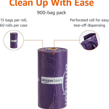 Amazon Basics Premium Lavender Scented Standard Dog Waste Bags, 900 bags,15 Count (Pack of 60)