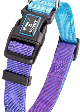 Roses&Poetry Reflective Dog Collar with Gradient Violet, Adjustable Durable Pet Collars for Small Medium Large Dogs (Violet-XS)