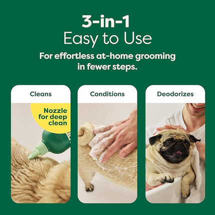 Earth Rated Hypoallergenic 3-in-1 Soothe Dog & Puppy Shampoo & Conditioner, Deodorize 98.5% Natural, 16 oz