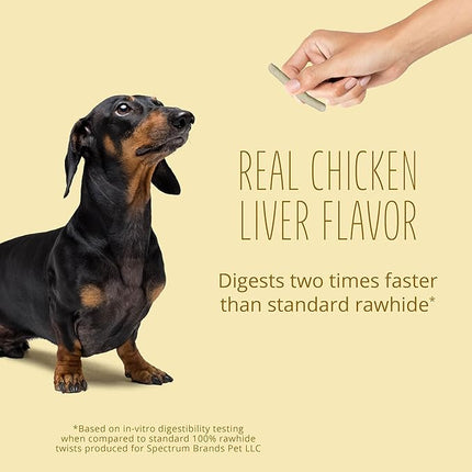 Better Belly Originals Natural Chicken Liver Flavor Small Rolls 20 Count, Highly Digestible Rawhide
