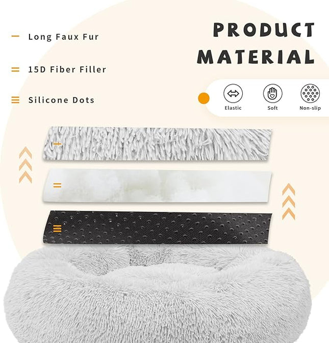 Calming Bed for Medium Dogs - 30 Inch Washable Anti-Anxiety Dog Bed