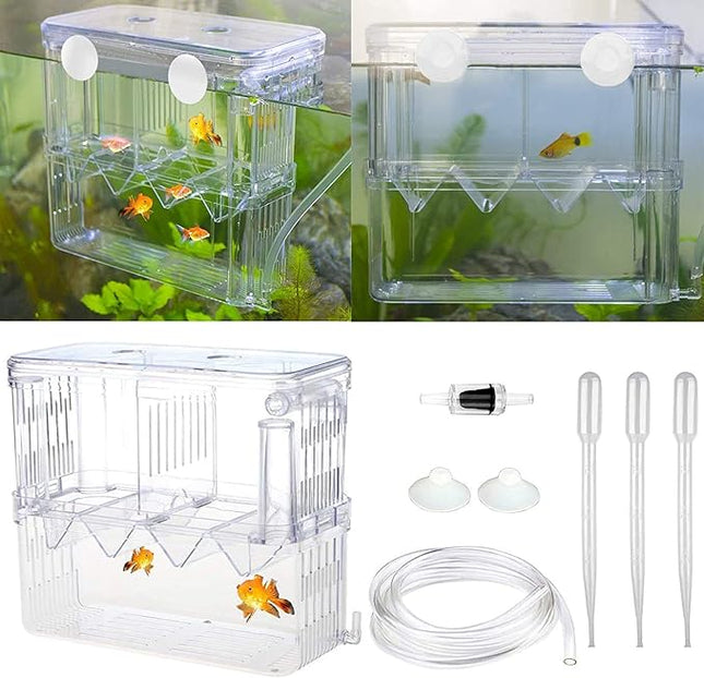 Senzeal Aquarium Fish Breeder Box Plastic Fish Isolation Breeding Box Hatching Incubator for Baby Shrimp Clownfish Guppy