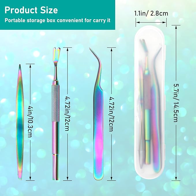 3 in 1 Tick Remover Kit, Stainless Steel Tick Remover Tweezers Tools Set for Pet Dog, Cat, with Storage Box (Colorful)