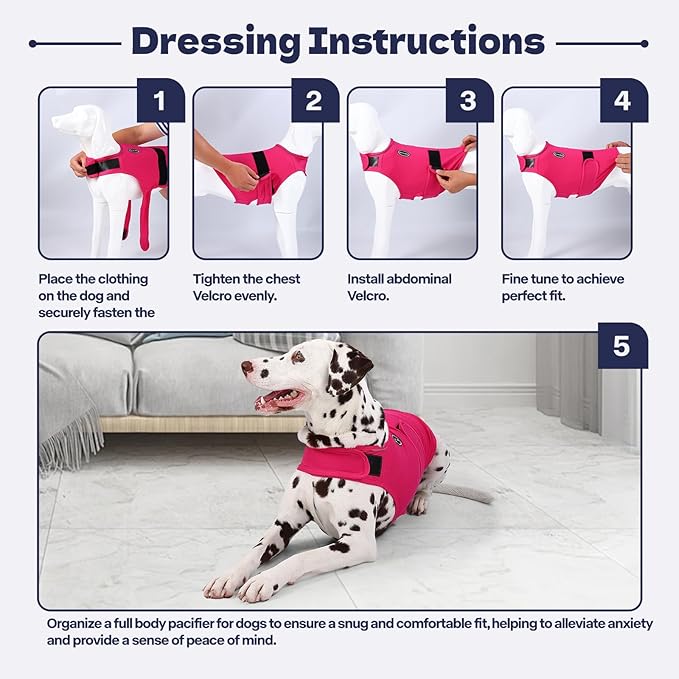 Dog Anxiety Vest and Shirt, Skin-Friendly Calming Shirt - Thunder Jacket for Pet Vet Visits - Dog Jacket for Thunder, Fireworks, Anti Anxiety Vest for Pet Without Medicine & Training