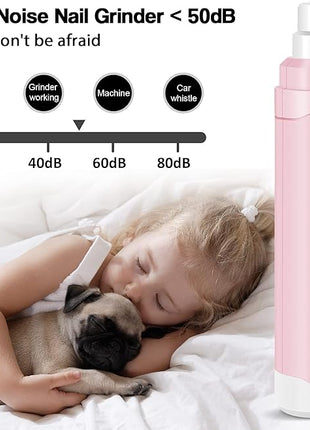 Casfuy Dog Nail Grinder Upgraded - Professional 2-Speed Electric Rechargeable Pet Nail Trimmer Painless Paws Grooming & Smoothing for Small Medium Large Dogs & Cats
