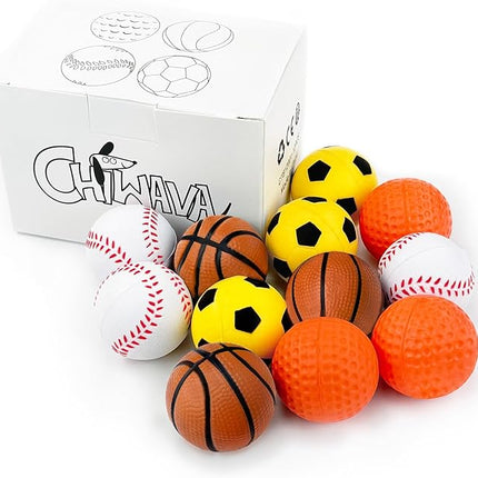 CHIWAVA 12 Pack 1.6 Inch Soft Rubber Foam Cat Toy Ball Sponge Sport Balls Kitten Interactive Toy Assorted Color