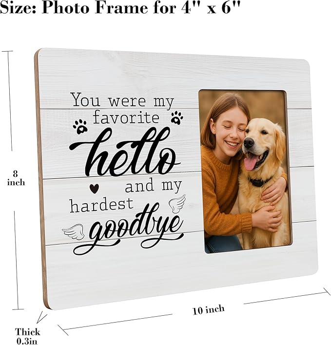 Pet Memorial Gifts for Dogs Remembrance Picture Frame, Loss of Dog Sympathy Gift, My Hardest Goodbye Frames Fits 4x6 Photo
