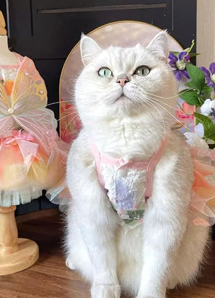 Cat/Small Dog Pretty Fairy Costume Clothing - Cute Dress Outfit for Spring Halloween Christmas Girl Party (3XL)