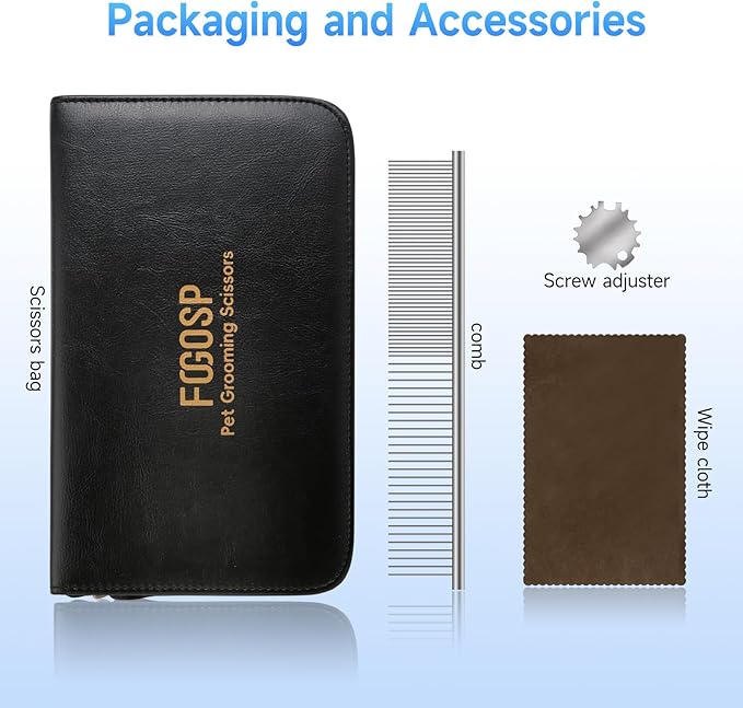 Dog Grooming Scissors Set 7.5 in Professional Curved Thinning Straight Chunker Shears 4Pcs Kit Grooming Big Dogs Poodle Pet Japan 440C Stainless Steel(7.5'',Kit)