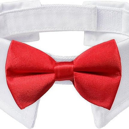 Dog Bowtie, KOOLMOX Dog Bow Tie Handcrafted Adjustable Formal Pet Red Bowtie Collar Neck Bow for Dogs Medium to Large Boy Tuxedo Collar Pet Wedding Birthday Gift