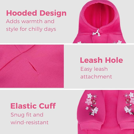 BINGPET Bone Hunter Dog Sweater with Hood and Leash Hole,Warm Fleece Dog Hoodie & Winter Coat for Small to Large Dogs,Cold Weather Pet Clothes(X-Large)