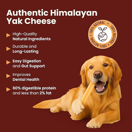Authentic Himalayan Yak Cheese for Dogs - Jumbo (Pack of 1) - Sourced from Pristine Himalayan Foothill, Rawhide-Free, NO preservatives