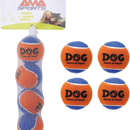 AMA SPORT Squeaky Tennis Balls for Dogs 2.0" Small Dog Tennis Balls for Throwing and Fetching Dog Toys for Training, Exercise, High Bouncing 4 Pack (Orange Blue)