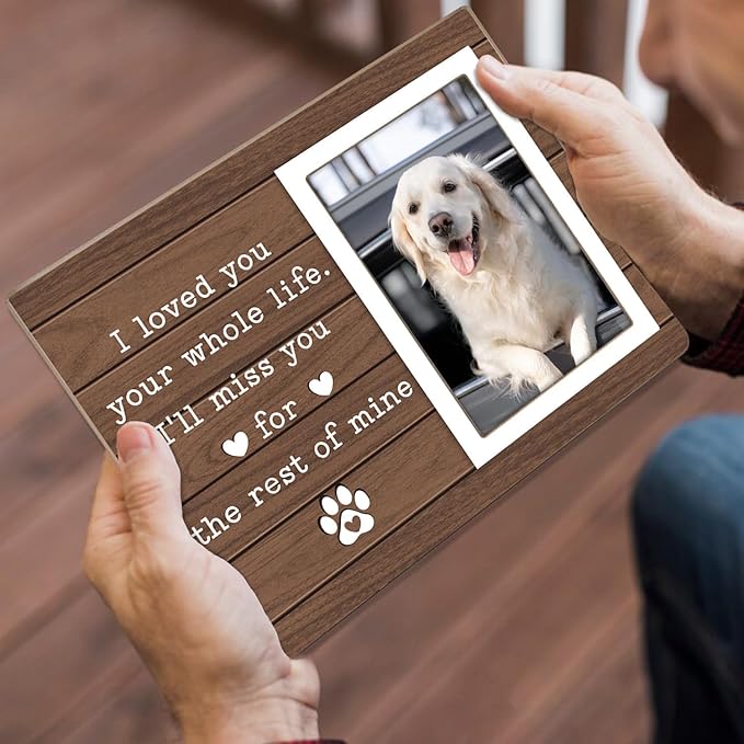 Pet Memorial Picture Frame, Pet Picture Frame Cats or Dogs Frame, Memorial Pet Loss Photo Frame, Pet Loss Sympathy Gift for Pet Owner, I'll Miss You for the Rest of Mine,4x6Inch Photo