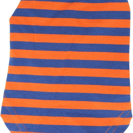 LOPHIPETS 100% Breathable Cotton Striped Dog Tee Shirt T-Shirt for Small Dogs Chihuahua Puppy Clothes -Orange and Blue Strips/L