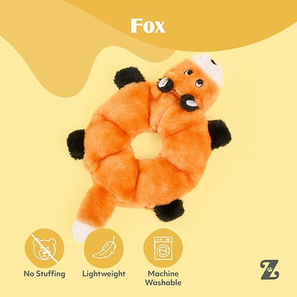 ZippyPaws Loopy - No Stuffing Dog Toys to Keep Them Busy, for Small, Medium, & Large Dogs, Squeaky Pet Toy for Boredom, Unstuffed Chew Toy, Soft Plush Puppy Products, Fox - 10"