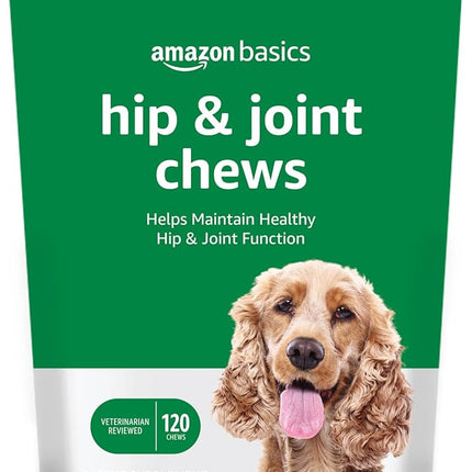 Amazon Basics Dog Hip & Joint Daily Supplement Chews with Glucosamine, MSM, and Vitamin C, Duck Flavored, 120 Count (Previously Solimo)