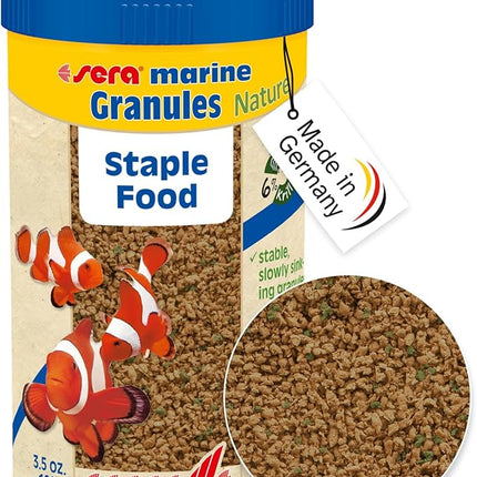 sera Marine Granules Nature Staple Food 3.5oz | for Saltwater Fish | Free of Dyes and Preservative | with Marine Algae, Spirulina & Krill | Ideal for Mid-Water & Bottom Feeders