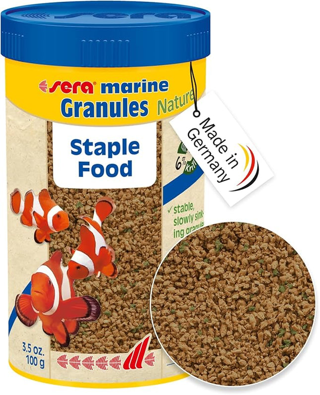 sera Marine Granules Nature Staple Food 3.5oz | for Saltwater Fish | Free of Dyes and Preservative | with Marine Algae, Spirulina & Krill | Ideal for Mid-Water & Bottom Feeders