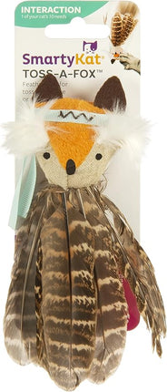 SmartyKat Toss-A-Fox Feather Toss & Chase Cat Toy, Randomly Selected Color - Brown OR White, One Size