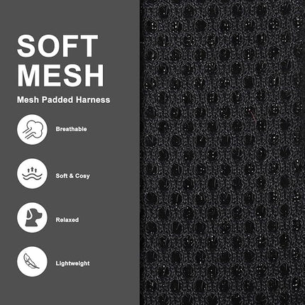 EXPAWLORER Classic Plaid Puppy Harness - Dog Collar and Leash - Soft Mesh Padded Adjustable Step in Small Dog Vest Harness No Pull, Reflective Escape Proof for Outdoor Walking, Black M