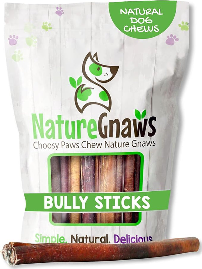 Nature Gnaws Bully Sticks for Dogs 11-12" (1Lb) - Mixed Thickness - Long Lasting for Aggressive Chewers and Large Dogs - Natural Beef Dog Chew Bones