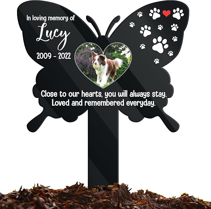 Personalized Pet Memorial Marker Memorial Pet Loss Sign Pet Plaque Garden Decor to Remember Your Dogs Custom Plaque Stake Grief Funeral in Loving Memory Animal Cross Sympathetic Pet Loss Gift