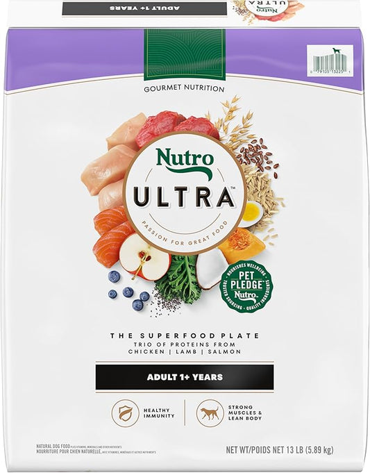 Nutro Ultra Adult Dry Dog Food with a Trio of Proteins from Chicken, Lamb and Salmon, 13 lb Bag