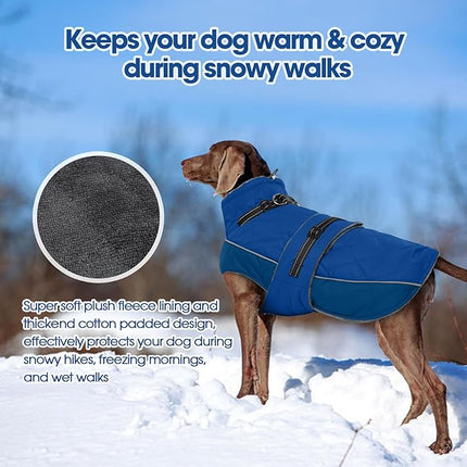 QBLEEV Warm Dog Jacket - Reflective, Adjustable Winter Coat with Turtleneck for Cold Weather, Waterproof Fleece Snowsuit for Small, Medium, Large Dogs
