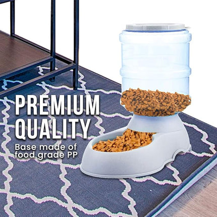 Zento Deals Automatic Self-Dispensing Pet Feeder Premium Quality Replenish Eating Bowl Storage Container Self Feeding Gravity 3.5 liters (Feeder)