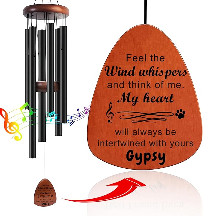 Funnylife Personalized Pet Memorial Wind Chime, Dog Memorial Gifts Pet Loss Sympathy Gifts Thoughtful Dogs and Cats Remembrance Outdoor Bereavement Memory Wind Chime 26"