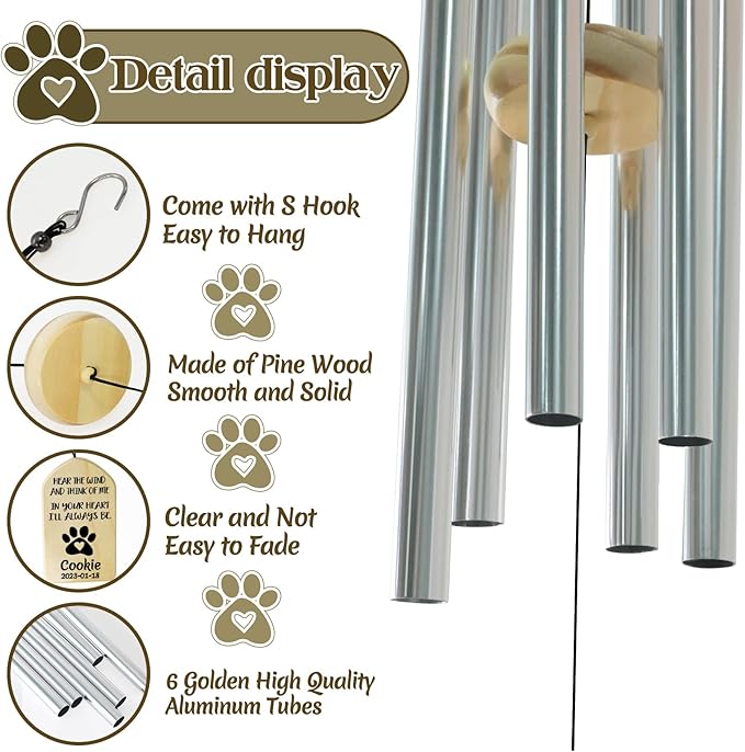 Pet Memorial Gifts, Personalized Dog Memorial Wind Chimes, Pet Loss Gifts, Dog Memorial Gifts, Loss of Dog Sympathy Gift, Pet Remembrance Gift in Memory of Dog