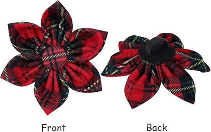 Lionet Paws Christmas Dog Collar with Flower, Dog Flower Collar with Metal Buckle for Dogs, Adjustable Comfortable Dog Collar Girl Gift, L, Neck 16-24 in