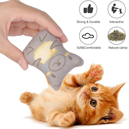Dorakitten Catnip Toys for Indoor Cats - 5PCS Plush Cat Chew Toys Teething Interactive Catnip Filled Kitten Toy Soft Pet Toy