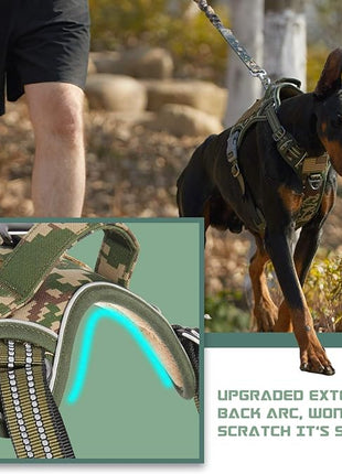 BUMBIN Tactical Dog Harness for Large Dogs No Pull, Famous TIK Tok No Pull Dog Harness, Fit Smart Reflective Pet Walking Harness for Training, Adjustable Dog Vest Harness with Handle Forest Camo L