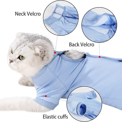 LIANZIMAU Cat Surgical Recovery Suit Professional for Male Female Dog Abdominal Wounds Cone E-Collar Alternative Anti-Licking Pet Surgical Recovery Pajama Suit Soft Fabric Onesie for Cats