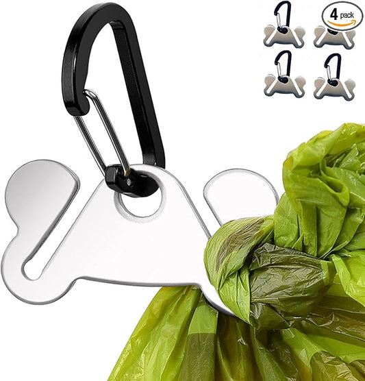 4PCS Dog Poop Bag Holder, Waste Bag Holder, Dog Poop Bag Carrier, Hand Free Holder, Metal Holder