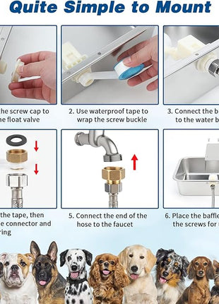 BWOGUE 3 Gal Automatic Dog Water Dispenser for Large Dogs Stainless Steel Outdoor Water Bowl Large Breed Self Filling Dog Waterer Feeder for Dogs Cat Chicken Livestock