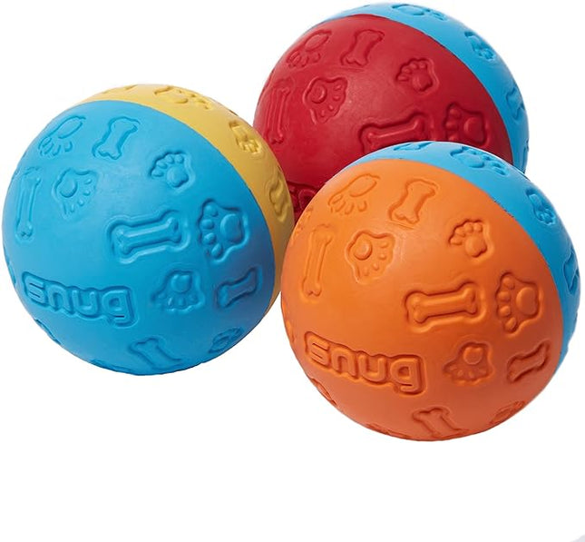 Snug Rubber Dog Balls for Small and Medium Dogs - Tennis Ball Size - Virtually Indestructible (3 Pack - Original)