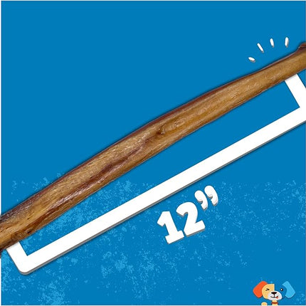 Jack&Pup 12 Inch Jumbo Bully Sticks for Dogs (3 Pack) Single Ingredient Dog Bully Sticks for Large Dogs and Aggressive Chewers