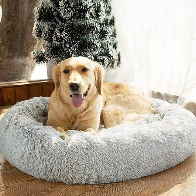 SAVFOX Calming Dog Bed, Anti Anxiety Dog Bed, Plush Donut Dog Bed for Small Dogs, Medium, Large & X-Large, Soft Fuzzy Comfy Dog Bed in Faux Fur, Cuddler Pet Bed, Washable, Multiple Sizes S-XL