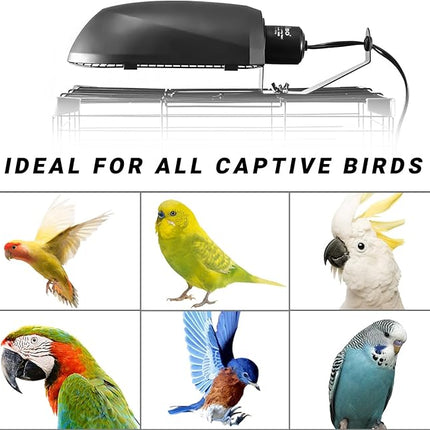 Oiibo Bird Cage Light Fixture Combo Kit, AvianSun Lamp Hood with 2.4% UVB UVA 20W Compact Fluorescent Bulb for All Kinds Captive Birds