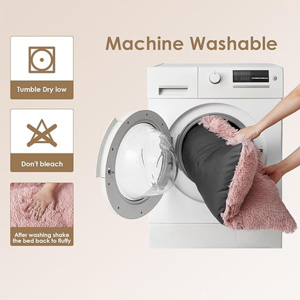 EHEYCIGA Fluffy XXL Dog Crate Pad, Plush Faux Fur Dog Bed for Extra Large Pets, Calming Anti Anxiety XXL Pet Bed, Washable Soft Warm Crate Mat with Non-Slip Bottom, Pink